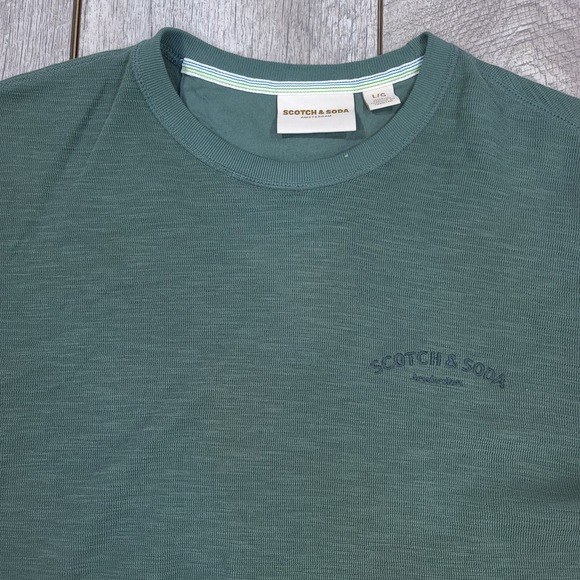 Scotch & Soda Shirt Mens Large Green Thermal Crewneck T-Shirt Long Sleeve Top - Picture 4 of 7